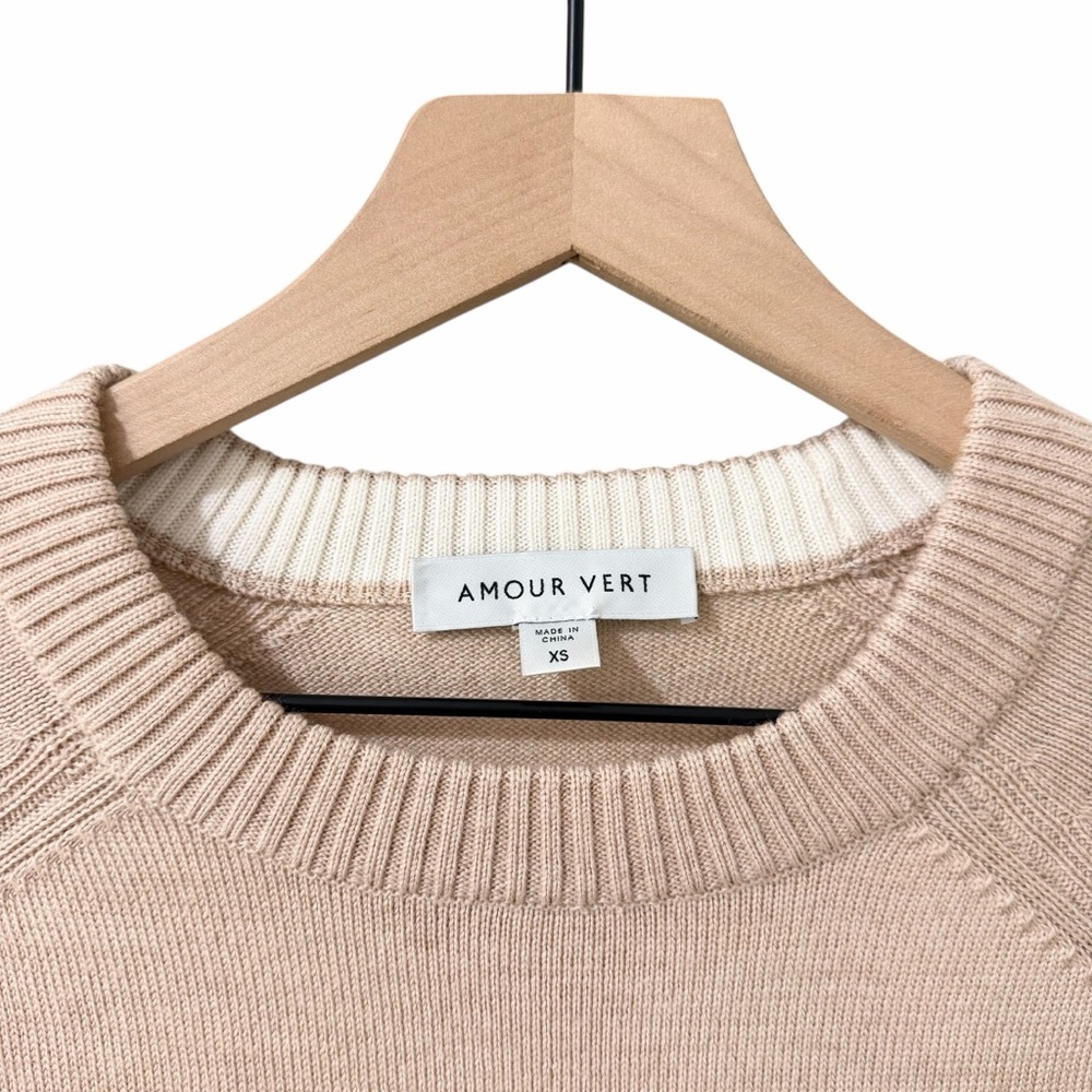 AMOUR VERT Merino Wool Colorblock Sweater Tan Cream Size XS - Picture 8 of 10